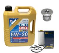 Motoröl Set 5W-30 5 Liter + Ölfilter + Schraube für Audi A3 Skoda VW Passat 2.0