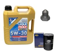 Motoröl Set 5W-30 5 Liter + Ölfilter + Schraube für Seat Cordoba 1.9 TDi 90 PS
