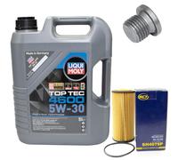 Motoröl Set 5W-30 5 Liter + Ölfilter SH 4079 P + Schraube für Audi Q3 VW Beetle