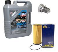 Motoröl Set 5W-30 5 Liter + Ölfilter SH 4079 P + Schraube für VW Golf VII 220 PS