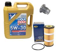 Motoröl Set 5W-30 5 Liter + Ölfilter SH 4081 P + Schraube für Mercedes C-Klasse