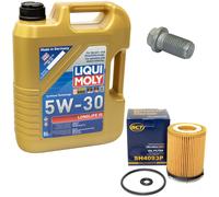 Motoröl Set 5W-30 5 Liter + Ölfilter SH 4093 P + Schraube für Mercedes B-Klasse