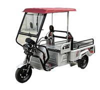 Motorrad Abdeckung Dreirad-Rahmen Dach Leinwand, Fahrerkabinen-Verdeck Mit Scheibenwischer, Abdeckung Für Elektro-Dreirad Mit Stahlrahmen, Elektrisches Lastendreirad(Red,Medium)