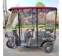 Motorrad Abdeckung Vollständig Geschlossenes Verdeck Für Dreiräder, Verdeck Für Elektro-Lastendreirad Mit Stahlrahmen, Abdeckung Für Lastendreiräder Im Außeneinsatz(Red+rain Curtain,63x27.6in)