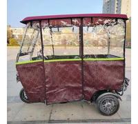 Motorrad Abdeckung Vollständig Geschlossenes Verdeck Für Dreiräder, Verdeck Für Elektro-Lastendreirad Mit Stahlrahmen, Abdeckung Für Lastendreiräder Im Außeneinsatz(Red+rain Curtains,51.2x27.6in)