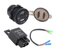 Motorrad-Dual-USB-Ladegerät mit Relais, passend für 650 2014 bis 2020, DC 12 V Dual-Port-Ladebuchse, Wasserabweisende, staubdichte Dichtungsabdeckung, hochfeste ABS-Konstruktion,