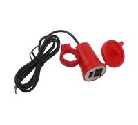 Motorrad Handy Ladegerät 12V Dual USB Hohe Leistung(Red) | für schnellladung 5V 2.1A, wasserdicht IP65, ABS + Gummi, 120cm Kabel, /blau/schwarz