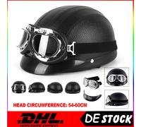 Motorrad Helm Retro Harley Chopper Militär Halbschale Biker Roller +Schutzbrille