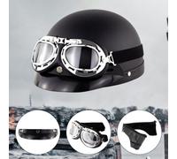 Motorrad Helm RetroHarley Militär Halbschale Biker Mofa Roller mit Visier Brille