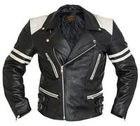 Motorrad Lederjacke Retro Jacke Herren 80´s Old school Bikerjacke Rocker