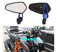 Motorrad Lenkerende Seitenspiegel 7/8 "22mm Aluminiumlegierung Lenker Rückspiegel für Scooter Cruiser Sport Bike(Blau)