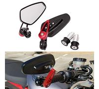 Motorrad Lenkerende Seitenspiegel 7/8 "22mm Aluminiumlegierung Lenker Rückspiegel für Scooter Cruiser Sport Bike(Rot)