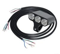 Motorrad-Lenkerschalter mit 3 LED-beleuchteten Tasten für ATV Dirt Bike aus Aluminiumlegierung, kompatibel mit 10 12 V DC Elektromotorsystemen mit 50 cm Kabel (Dreifachloch)