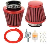Motorrad Luftfilter 38mm Pilzform Edelstahl Mesh für Vergaser Einlass für Dirt Bike für atv für quad Go-Kart Rasenmäher(Red)
