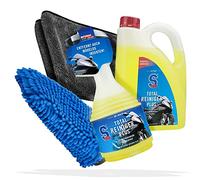 Motorrad Reinigung & Trocknen Bundle - Dr. Wack S100 Total Reiniger 0,75 Liter + S100 Total Reiniger Plus 2 Liter + detailmate Trockentuch, extrem saugfähig + Waschhandschuh