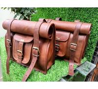 Motorrad Seiten Satteltaschen Gepäcktasche Original Ziege Leder 13 " Brown Set 2