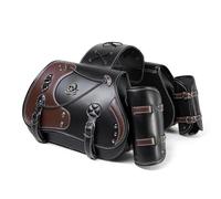 Motorrad Tasche für Harley Davidson Street Bob, Wasserdicht Leder Motorrad Seitentasche Retro Motorrad-Satteltaschen Gepäckträger-Seitentaschen mit Getränkehalter,F