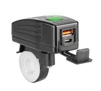 Motorrad-USB-Ladegerät, 12 V-24 V, 30 W + 18 W, Dual-Ausgang, LED-Voltmeter-Adapter, wasserdicht, staubdicht, einfache Lenkerhalterung für Roller, Elektro-Trike, Fahren (grüner Lenker)