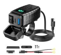 Motorrad USB Ladegerät für Suzuki Bandit Bandit1200 GSF 250 400 600 650 750 1200 1250, 30W PD und 18W QC3.0, mit Schalter und LED Spannungsmesser, 12V/24V, Wasserdicht Zubehör,Green