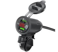 Motorrad USB Steckdose,12V/24V Auto Ladegerät mit Dual QC 3.0 USB Steckdose,Kfz Ladegerät Buchse mit LED Voltmeter für Motorrad,Wohnmobil,Auto,LKW