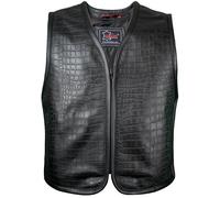 Motorrad Weste Leder Kutte Lederweste im Krokodil Muster aus echtem Leder