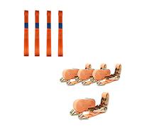 4 Gurtschlaufen Doppelschlaufe + 4 Spanngurte Motorradspanngurt Sicherung ORANGE