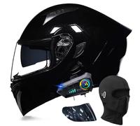 Motorradhelm mit Bluetooth Klapphelm Modulare Helm, ECE Zertifiziert Integralhelm mit Doppelvisier, mit Eingebautem Mikrofon für Automatische Reaktion, für Erwachsene Frauen Männer