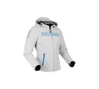 Bering Warwick wasserdichte Damen Motorrad Textiljacke, hellgrau/blau, Größe 42