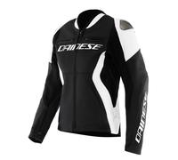 Motorradjacke Leder Frau Dainese RACING 5 Black/White