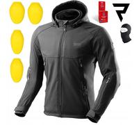 REBELHORN Slash Motorradjacke Herren | Textil | Softshell mit Abnehmbarer Kapuze | Ellbogen und Schulterprotektoren Stufe 2 | 6 Belüftungskanäle