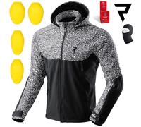 REBELHORN Slash Motorradjacke Herren | Textil | Softshell mit Abnehmbarer Kapuze | Ellbogen und Schulterprotektoren Stufe 2 | 6 Belüftungskanäle