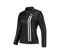 Rusty Stitches Alice Damen Motorrad Lederjacke, schwarz/weiß, Größe 44