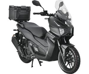 Motorroller ALPHA MOTORS "ADV X-treme 125 ccm EURO 5+ (mit/ohne Topcase)", schwarz (schwarz, schwarz), Motorroller, mit Topcase, 90 km/h, B:75cm H:130cm L:197cm (62964123-0) schwarz, schwarz