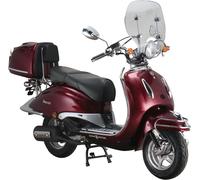Motorroller ALPHA MOTORS "Firenze Limited", rot (weinrot, schwarz), Motorroller, 25 km/h, im Retro-Look, B:85cm H:108,5cm L:189cm (79751313-0) weinrot, schwarz