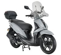 Motorroller ALPHA MOTORS "Motorroller Libero 125 ccm 90 km/h 16" inkl. Topcase und Windschild", grau (grau, schwarz, schwarz), Motorroller, 90 km/h, B:74cm H:119cm L:199,5cm (10343129-0) grau, schwarz