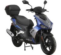 Motorroller ALPHA MOTORS "Mustang FI", blau (blau, grau, schwarz), Motorroller, 25 km/h, mit USB-Anschluss und Lenkerschloss, sportliches Design, B:67cm H:114cm L:193cm (10186963-0) blau, grau, schwar