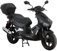 Motorroller ALPHA MOTORS "Mustang FI", schwarz (mattschwarz), Motorroller, 45 km/h, mit USB-Anschluss und Lenkerschloss, sportliches Design, B:67cm H:114cm L:193cm (73553659-0) mattschwarz