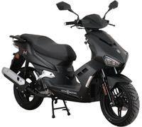 Motorroller ALPHA MOTORS "Mustang FI", schwarz (mattschwarz), Motorroller & Mofas, 45 km/h, mit USB-Anschluss und Lenkerschloss, sportliches Design, B:67cm H:114cm L:193cm (16387000-0) mattschwarz