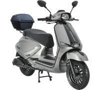 Motorroller ALPHA MOTORS "Napoli 50 ccm 45 km/h EURO 5 (mit/ohne Topcase)", silber (silberfarben, schwarz, schwarz), Motorroller & Mofas, mit Topcase, 45 km/h, B:72cm H:117cm L:182cm (22693409-0) silb