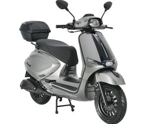 Motorroller ALPHA MOTORS "Napoli 50 ccm 45 km/h EURO 5 (mit/ohne Topcase)", silber (silberfarben, schwarz, schwarz), Motorroller, mit Topcase, 45 km/h, B:72cm H:117cm L:182cm (22693409-0) silberfarben