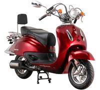 Motorroller ALPHA MOTORS "Retro Firenze", rot (weinrot, schwarz), Motorroller, 85 km/h, mit Lenkerschloss, B:89cm H:112cm L:189cm (48596126-0) weinrot, schwarz