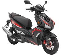 Motorroller LUXXON "F18", schwarz (schwarz, rot, schwarz), Motorroller, 45 km/h, 2 Sitzplätze, für Erwachsene, Sportliches Design, 4-Takt Motor, B:71cm H:118cm L:185cm (28481106-0) schwarz, rot, schwa