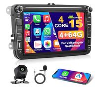 Motorsi 4GB+64GB Android Autoradio mit Type-C USB für VW Golf 5 6 Polo Passat B6 Touran T5 Seat Tiguan EOS Caddy - Carplay Android Auto GPS Navi WiFi FM RDS Mirror Link Bluetooth Canbus Rückfahrkamera