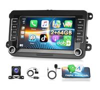 Motorsi Android Radio für VW Passat B6 Polo Golf 5 6 Skoda Seat Touran Tiguan mit DAB+, A-pple Carplay 2+64 GB 2-DIN-Autoradio mit GPS WLAN Bluetooth OBD2 DVR, AHD-Rückfahrkamera und Mikrofon