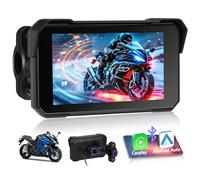 Motorsi Motorrad-Navigation mit Kabellosem A-pple Carplay Android Auto, IP68 Wasserdichtes 5-Zoll-HD-Touchscreen-Autoradio, GPS-Navigation/Bluetooth 5.0/FM-Radio