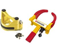 Mottez Diebstahlsicherung für Anhängerkupplungen, Gelb & Warrior WA820 Wegfahrsperre Radkralle, Parkkralle Diebstahlsicherung für Radklemmen, Universal, verstellbare Autos, Wohnwagen