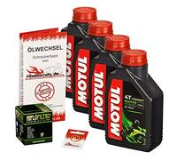 Motul 10W-40 Öl + HiFlo Ölfilter für Yamaha XJR 1200 /SP, 95-98, 4PU - Ölwechselset inkl. Motoröl, Filter, Dichtring