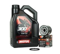 Motul 300V 15W50 + KN204 Ölfilter für Harley Honda Kawasaki Suzuki Yamaha Ölset
