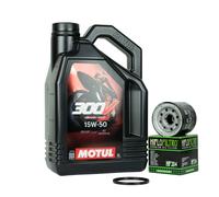 Motul 300v 15W50 + Ölfilter für Honda Kawasaki MV Suzuki Yamaha Ölset Motorrad