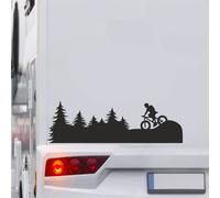 Mountainbiker im Wald Aufkleber Bike Fahrrad Wohnmobil Auto Camper Van 80x25 cm